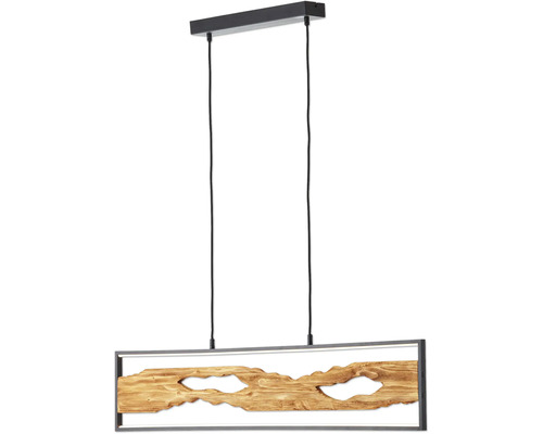 Hängelampe mit Holz und rechteckigem Rahmen