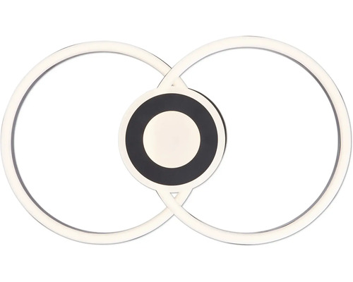 Deckenleuchte mit zwei verschlungenen Ringen und einem runden Mittelteil