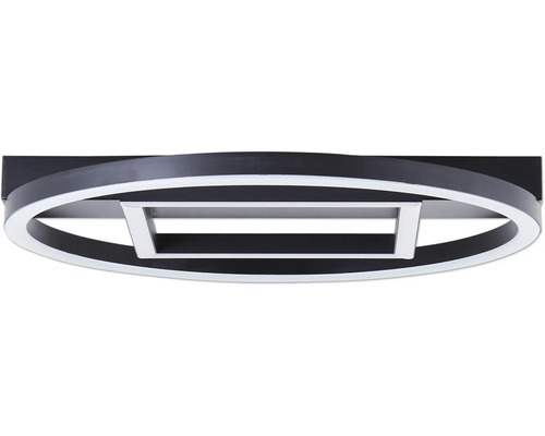 Moderne Deckenleuchte mit runder Form und rechteckigem Einsatz.