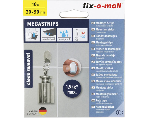 fix-o-moll Mega-Strips weiß 2 x 5 cm