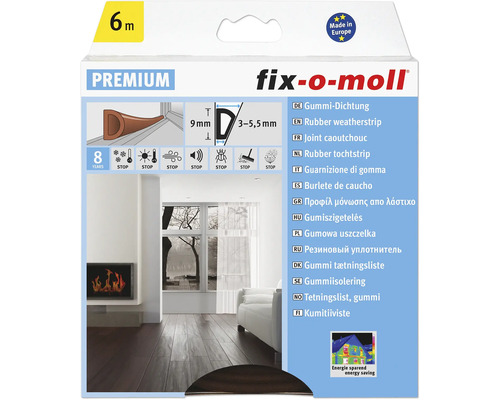 fix-o-moll D-Profildichtung selbstklebend braun 6 m 6 x 9 mm