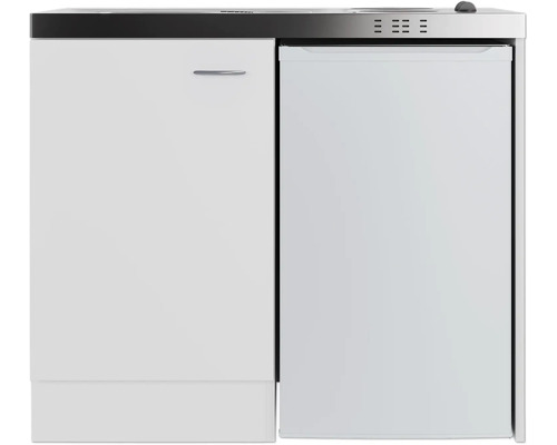 Kompakte Pantryküche mit Spüle, Unterschrank und Kühlschrank