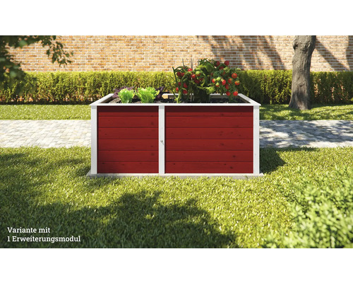 Hochbeet mit Erweiterungsmodul im Garten.