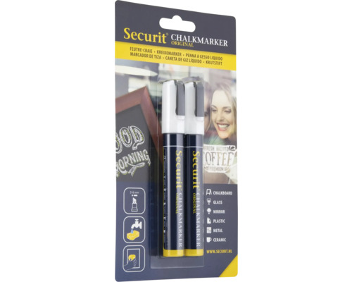 Securit Kreidemarker im Doppelpack, geeignet für Tafel, Glas, Spiegel, Kunststoff, Metall und Keramik