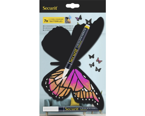 Securit 3D Wandtafel Schmetterlinge 7er Set mit Kreidemarker