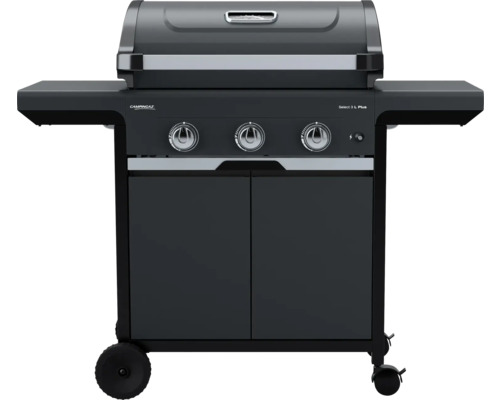 CampinGaz Gasgrill mit drei Brennern, Ablageflächen und Unterschrank auf Rollen