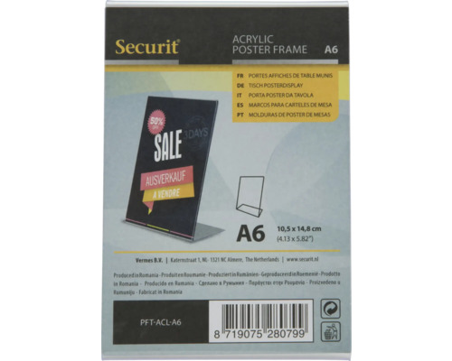 Securit Acryl Posterrahmen A6 Tisch-Posterdisplay