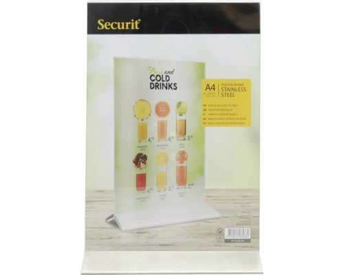 Securit Tisch-Posterrahmen aus Edelstahl in A4