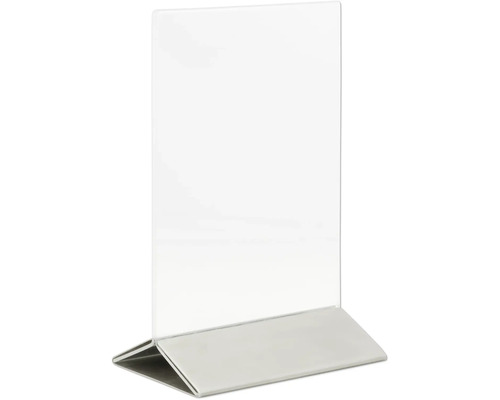 Tischaufsteller mit Edelstahlfuß transparent DIN A6
