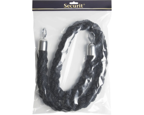 Absperrseil in Verpackung mit silberfarbenen Endstücken