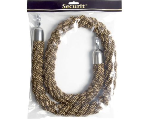 Dekoratives Absperrseil mit silberfarbenen Hakenenden in transparenter Verpackung