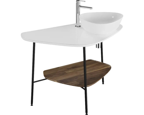 Keramik-Konsole VitrA Plural BxHxT 1032 x 730 x 612 mm Konsolplatte Keramik weiß glanz / Eiche für Becken rechts