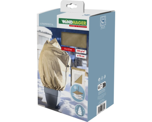 Winterschutz Vlieshaube Windhager ULTRAPROTECT L 1,1 x 1,1 m beige Vlies 200 g / qm Windhager Ultraprotect XL Pflanzenhaube in Produktverpackung