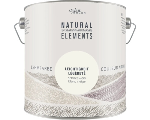 StyleColor NATURAL ELEMENTS Lehmfarbe konservierungsmittelfrei Leichtigkeit cremeweiß 2,5 l