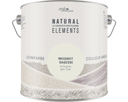 StyleColor NATURAL ELEMENTS Lehmfarbe konservierungsmittelfrei Weisheit lichtgrau 2,5 l