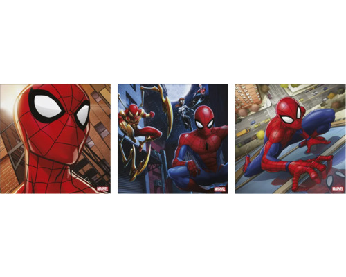 Leinwandbild Spiderman 3er-Set 3x 30x30 cm