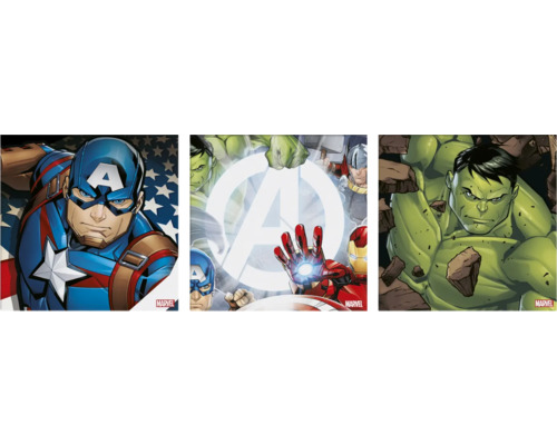 Leinwandbild Marvel Avengers 3er-Set 3x 30x30 cm
