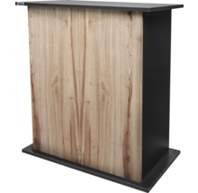 Aquariumunterschrank mit Holzmusterung und schwarzem Rahmen