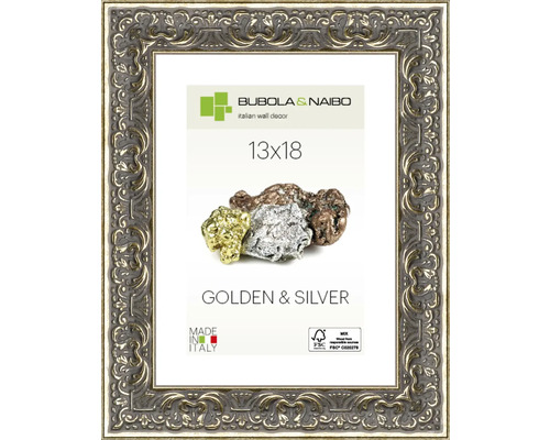 Bilderrahmen Holz GOLDEN Romantik silber 13x18 cm