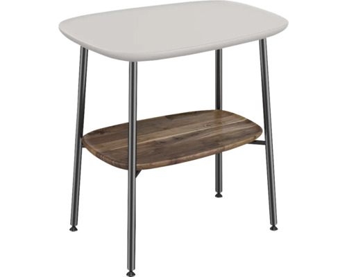 Beistelltisch VitrA Plural BxHxT 56,5 x 59 x 41,5 cm Ablagen taupe / Eiche und Fußgestell schwarz matt