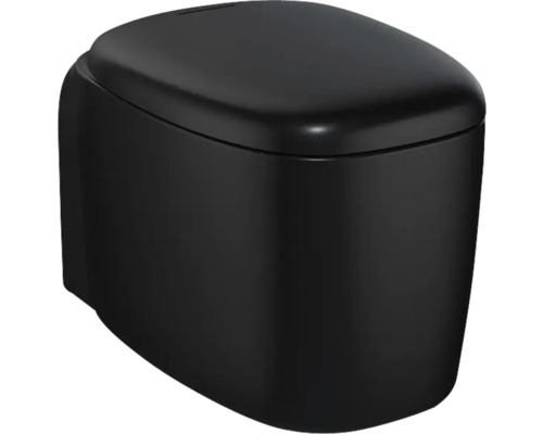 Wand-WC VitrA Plural Flush 2.0 Tiefspüler ohne Spülrand schwarz matt mit Beschichtung ohne WC-Sitz 7830B483-0075