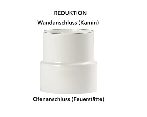 Ofenrohr Reduzierung Bertrams Ø 130-120 mm emailliert weiß Reduzierstück für Ofenrohr zum Wandanschluss an den Kamin