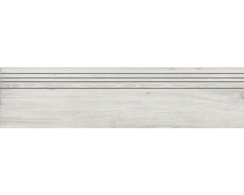 Feinsteinzeug Treppenstufe Count 29,5 x 120 x 0,9 cm matt rektifiziert Holztreppenstufe mit drei Rillen