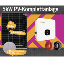 PV-Komplettanlage 5 kWp inkl. Hybrid-Wechselrichter + Zubehör für Bitumen Flachdach Solarmodul-Set Anzahl Module 12 Stück-thumb-0