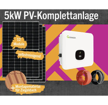PV-Komplettanlage 5 kWp inkl. Hybrid-Wechselrichter + Zubehör für Ziegeldach Solarmodul-Set Anzahl Module 12 Stück-thumb-0