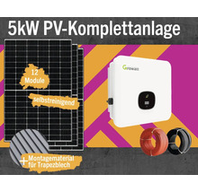PV-Komplettanlage 5 kWp inkl. Hybrid-Wechselrichter + Zubehör für Trapezblechdach Anzahl Module 12 Stück-thumb-0