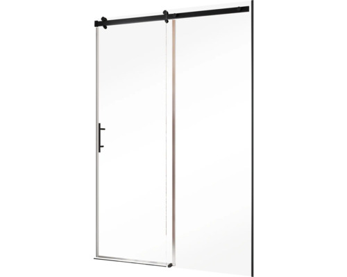 Schiebetür aus Glas mit schwarzem Beschlag