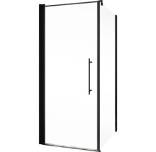 Duschtür mit Seitenwand mit Drehtür SCHULTE Alexa Style 2.0 Black Style ExpressPlus 90 x 90 cm Profil schwarz Klarglas schmutzabweisende Glasbeschichtung