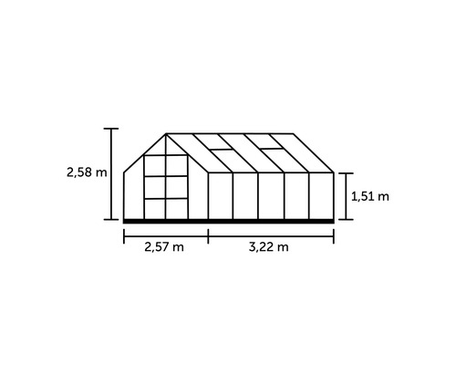 Gewächshaus Halls Magnum 108 8,3 m² Sicherheitsglas 3 mm 257 x 322 cm Aluminium