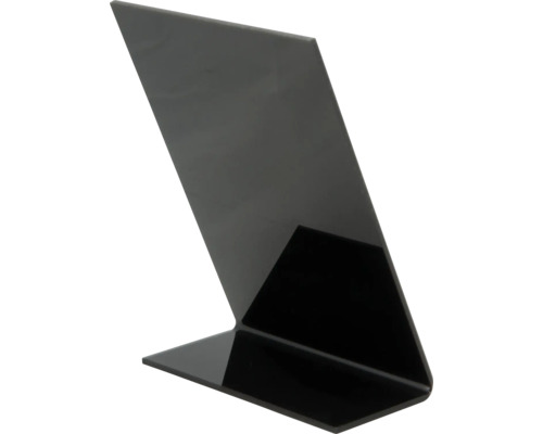 Schwarzer Tischaufsteller aus Kunststoff