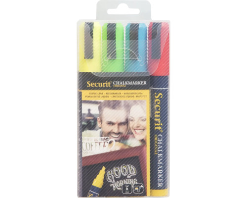 Securit Kreidemarker Set mit vier Stiften in Verpackung