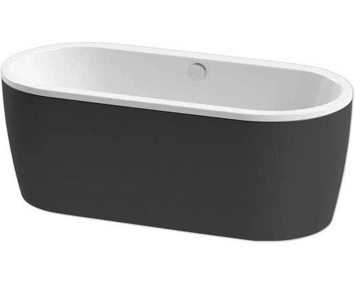 form&style Freistehende Badewanne SANSIBAR 75 x 160 cm weiß schwarz glänzend Freistehende Badewanne in ovaler Form