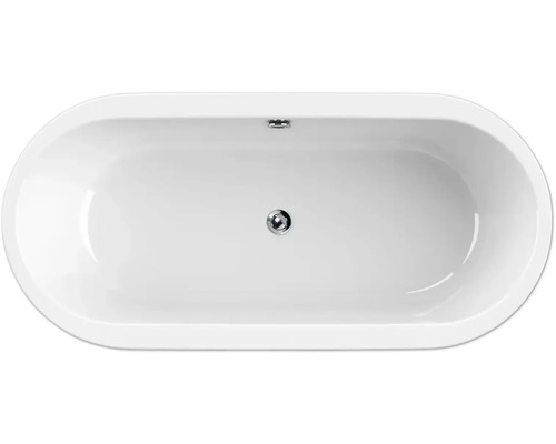 Freistehende Badewanne in ovaler Form mit mittigem Abfluss