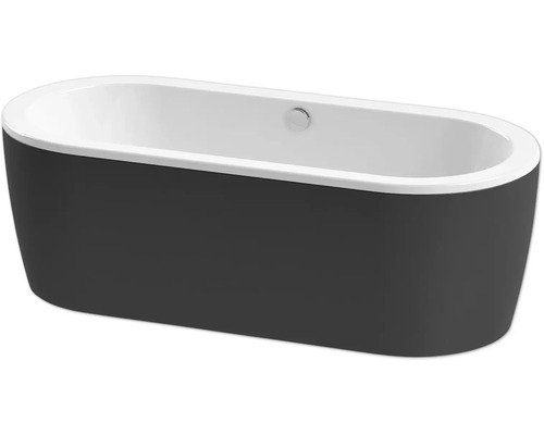 Freistehende Badewanne form&style SANSIBAR 80 x 180 cm weiß schwarz glänzend