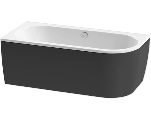 Badewanne form&style SANSIBAR 75 x 160 cm rechts weiß/schwarz glänzend