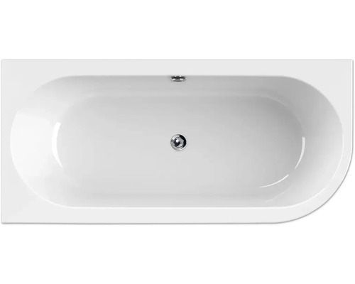 Oval geformte Badewanne von oben mit Abfluss