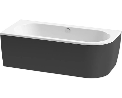 Badewanne form&style SANSIBAR 80 x 180 cm rechts weiß/schwarz glänzend