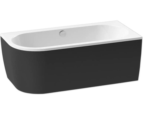 Badewanne form&style Sansibar 75 x 160 cm rechts weiß schwarz glänzend Rechteckige Badewanne mit Verkleidung