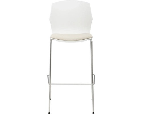 Barhocker mit Rückenlehne, Sitzpolsterung und Fußstütze