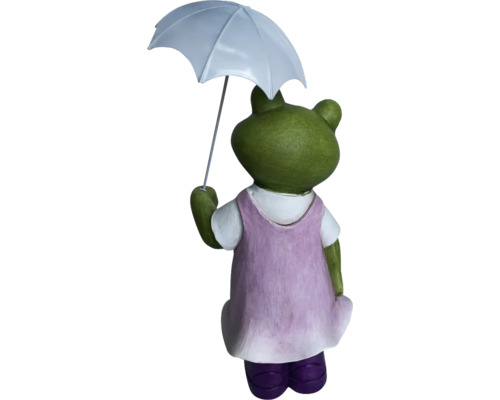 Gartenfigur Frosch mit Regenschirm von hinten