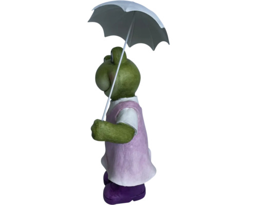 Gartenfigur einer Kröte mit Regenschirm