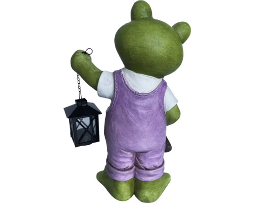 Gartenfigur Frosch mit Laterne von hinten