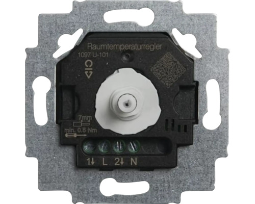 Busch-Jaeger 1097 U-101 Elektronischer Raumtemperaturregler Einsatz Wechsler schwarz Raumtemperaturregler mit Drehknopf für die Wandmontage