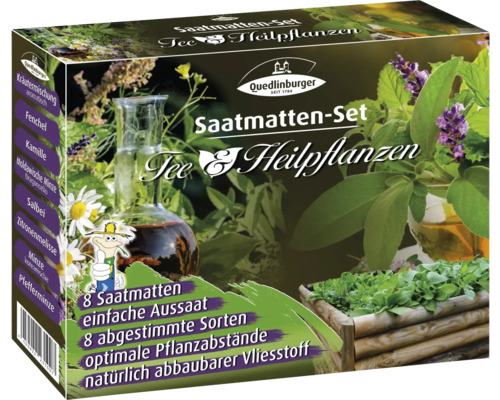 Saatmatten-Set Quedlinburger 'Tee- & Heilpflanzen' mit Fenchel, Kamille, Salbei & Zitronenmelisse