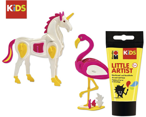 Bastelset für Kinder mit Einhorn, Flamingo und Farbe