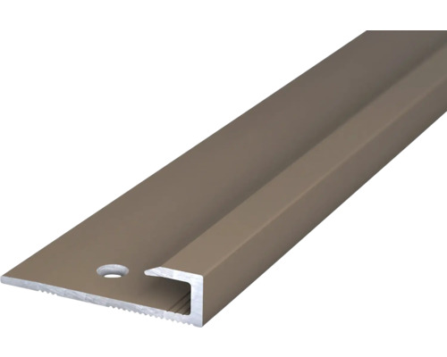 Prinz Einschubprofil Alu edelstahl matt 27 x 6,6 x 2500 mm Aluminium Treppenkantenprofil mit Befestigungsloch
